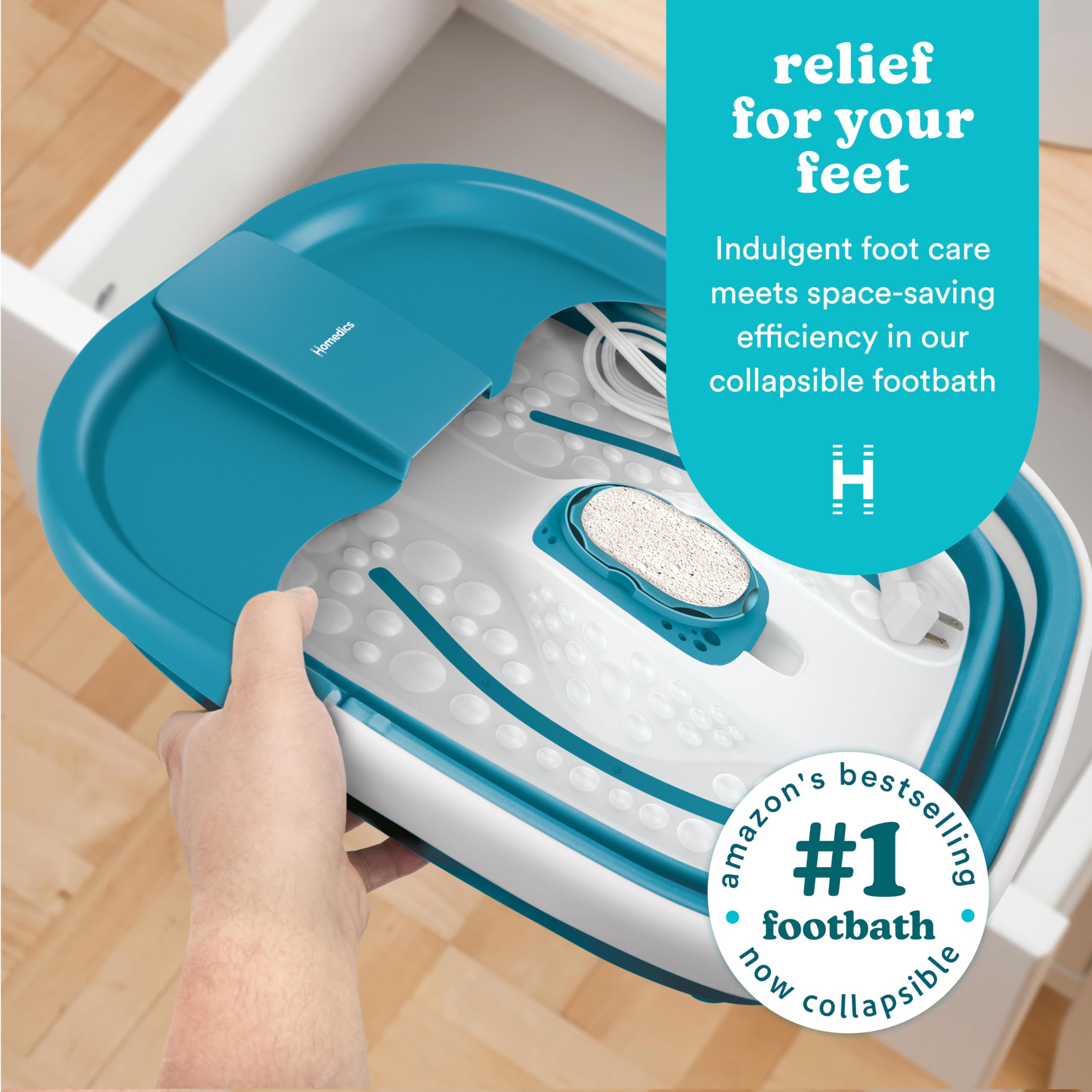 Homedics foot spa in collapsed storage position
