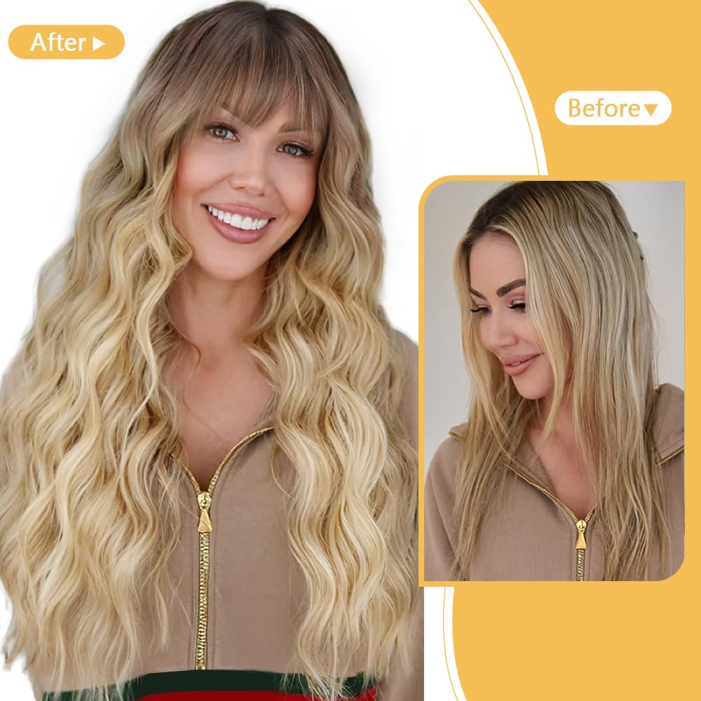Glueless blonde hair extension showing adjustable inner breathable net cap.