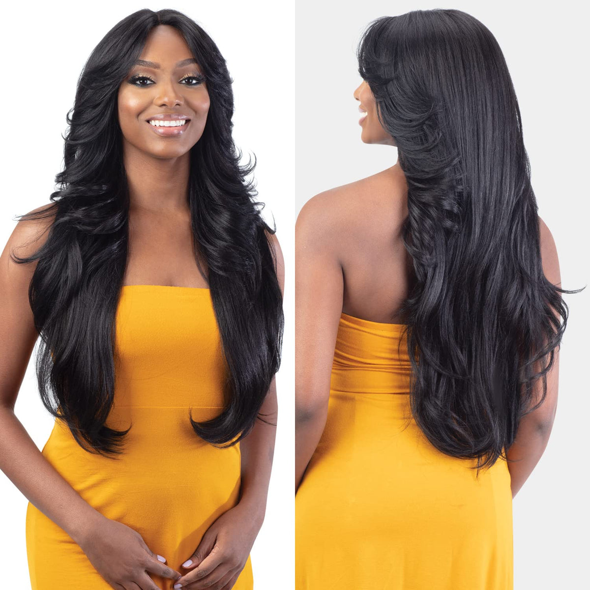High definition lace front wig side profile highlighting the deep five inch parting space texture