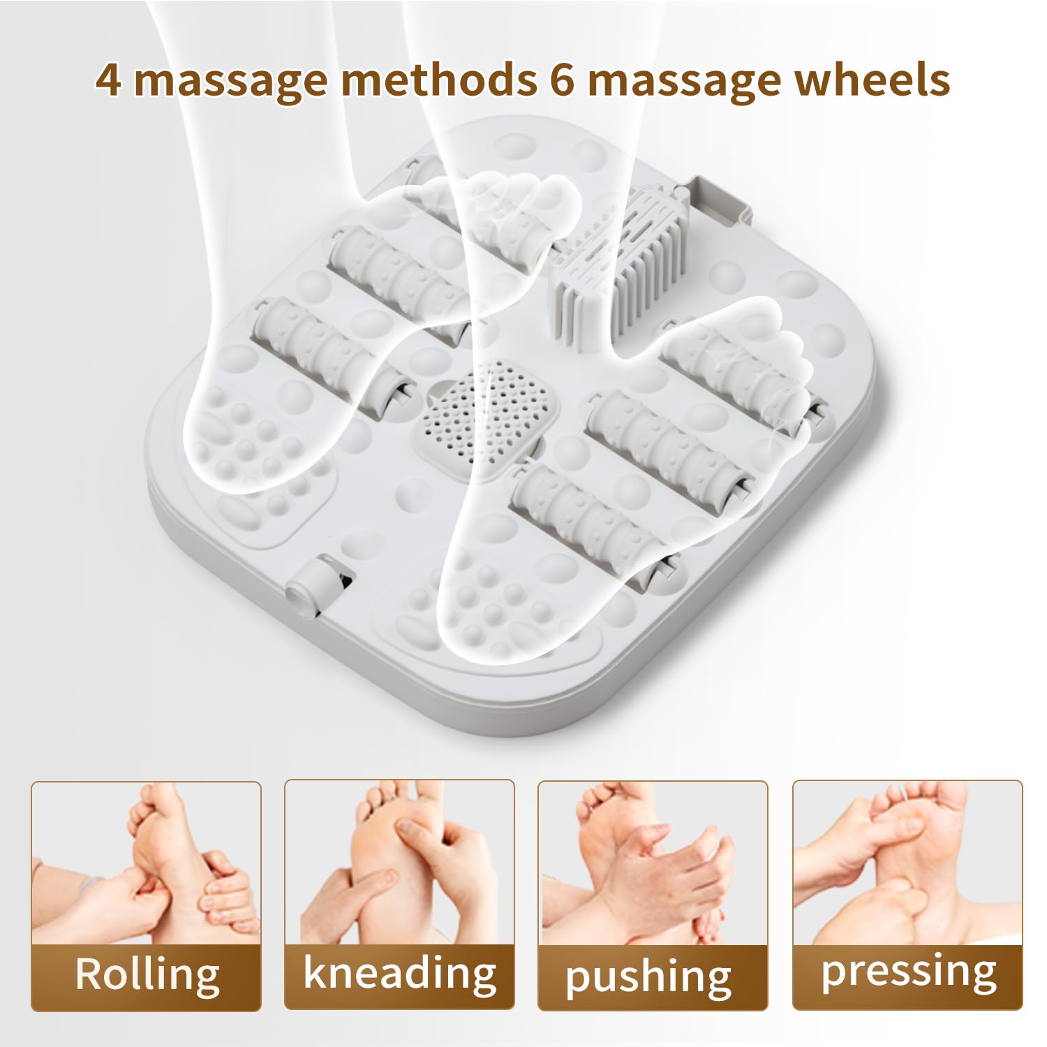 Collapsible foot spa massager in folded storage position