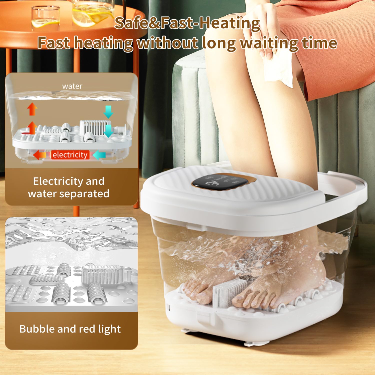 Close up of massage rollers in Ackleap foot spa