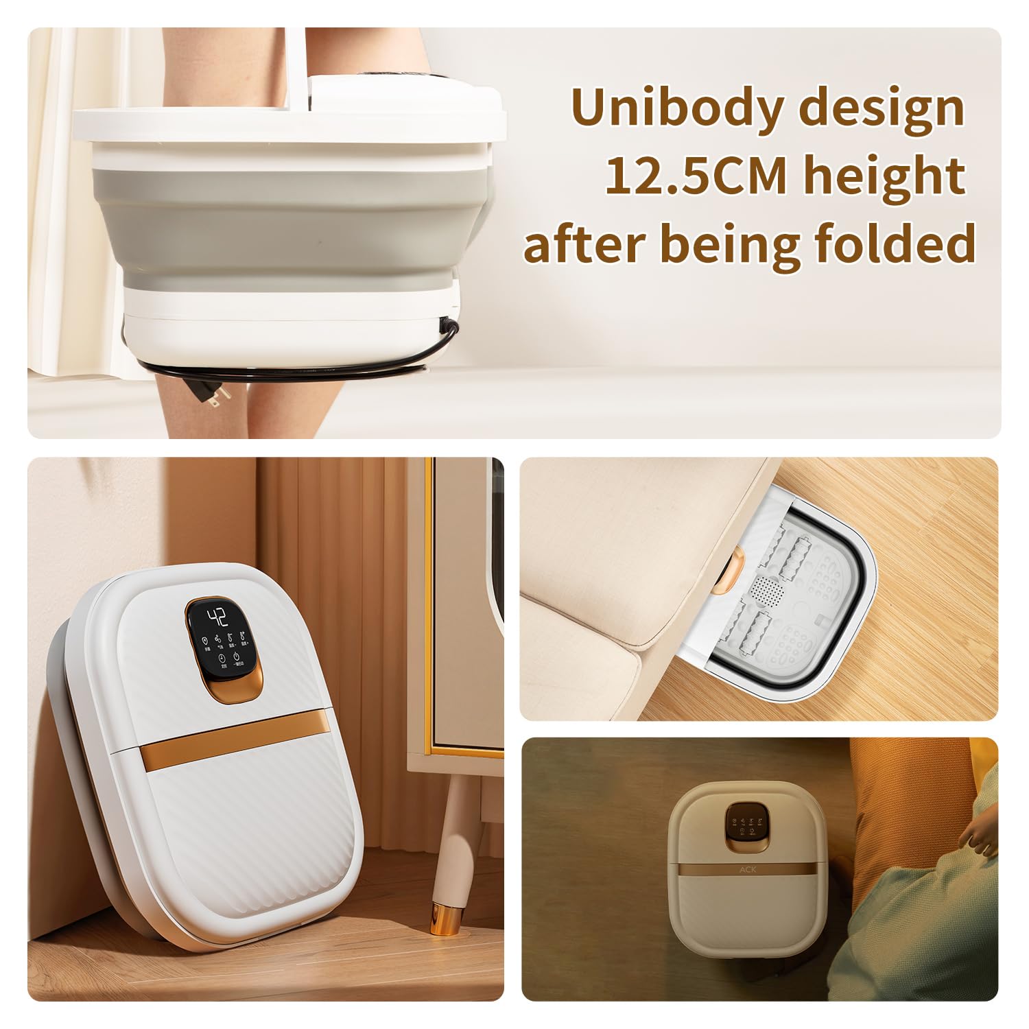 Person using Ackleap foot bath for home relaxation