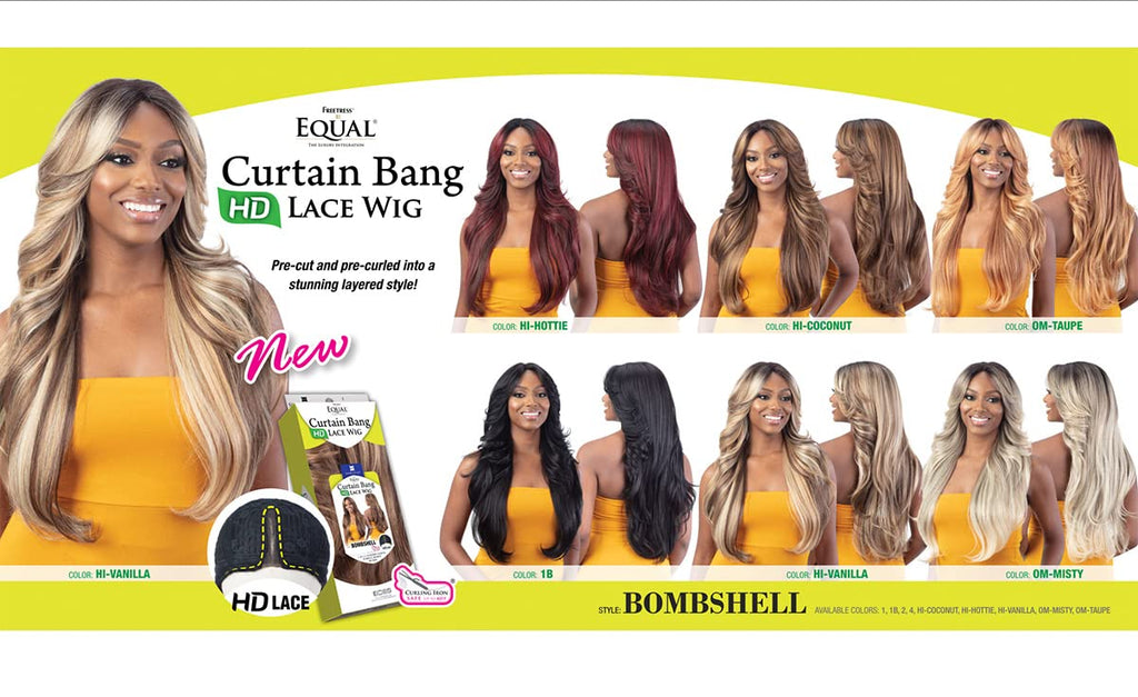 Full length view of FreeTress Equal Bombshell synthetic wig showing texture and movement