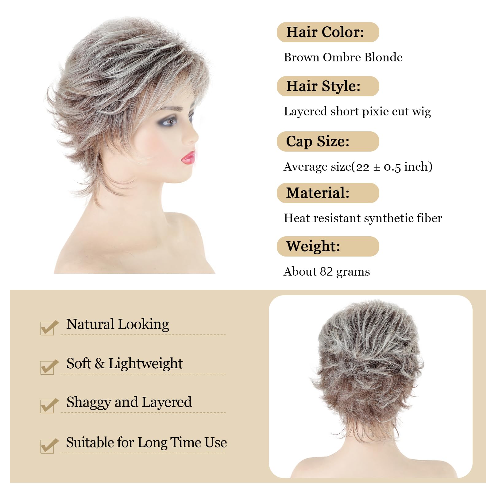 Side profile of premium platinum blonde layered pixie cut hairstyle