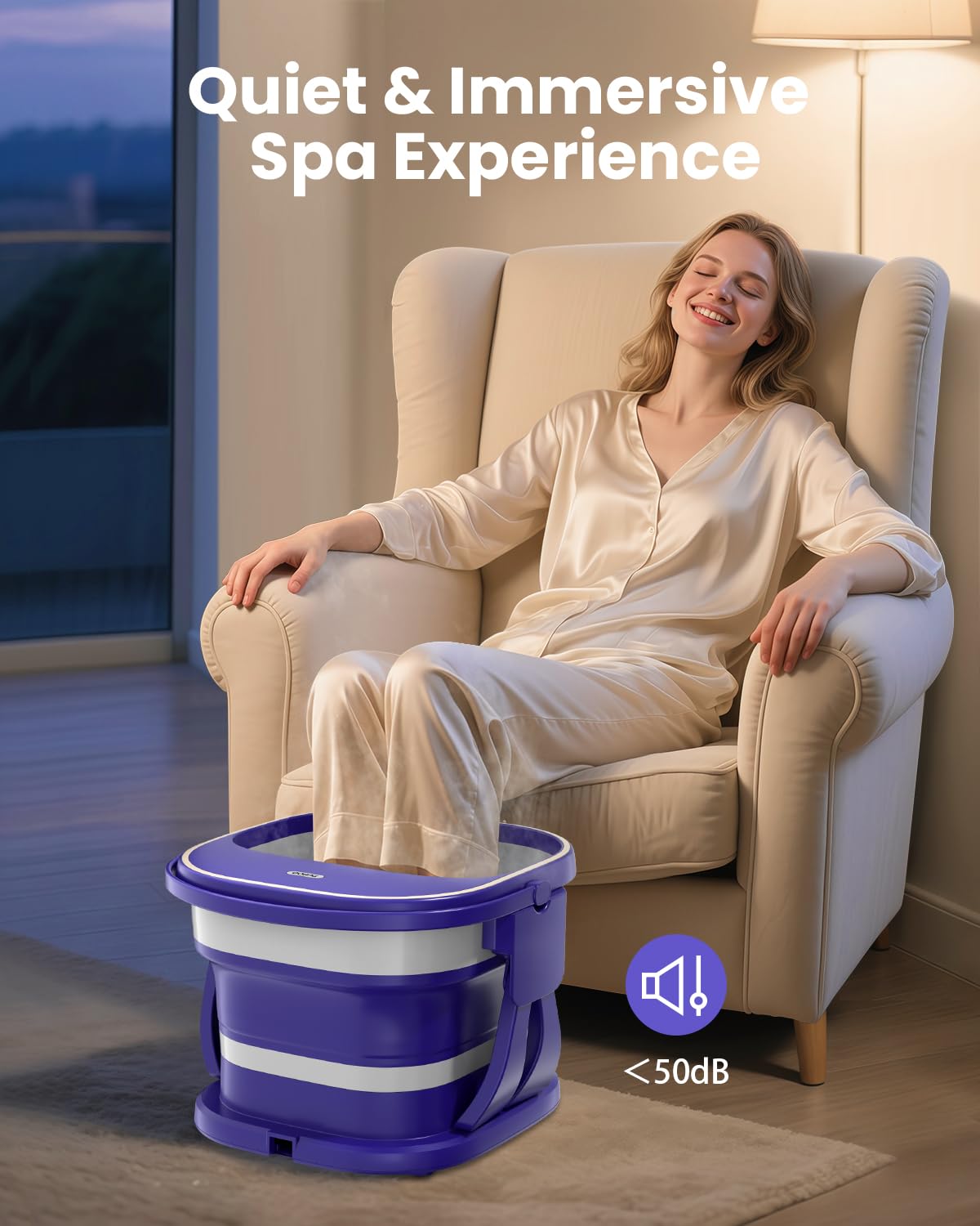Puboo heated foot bath showing water circulation feature