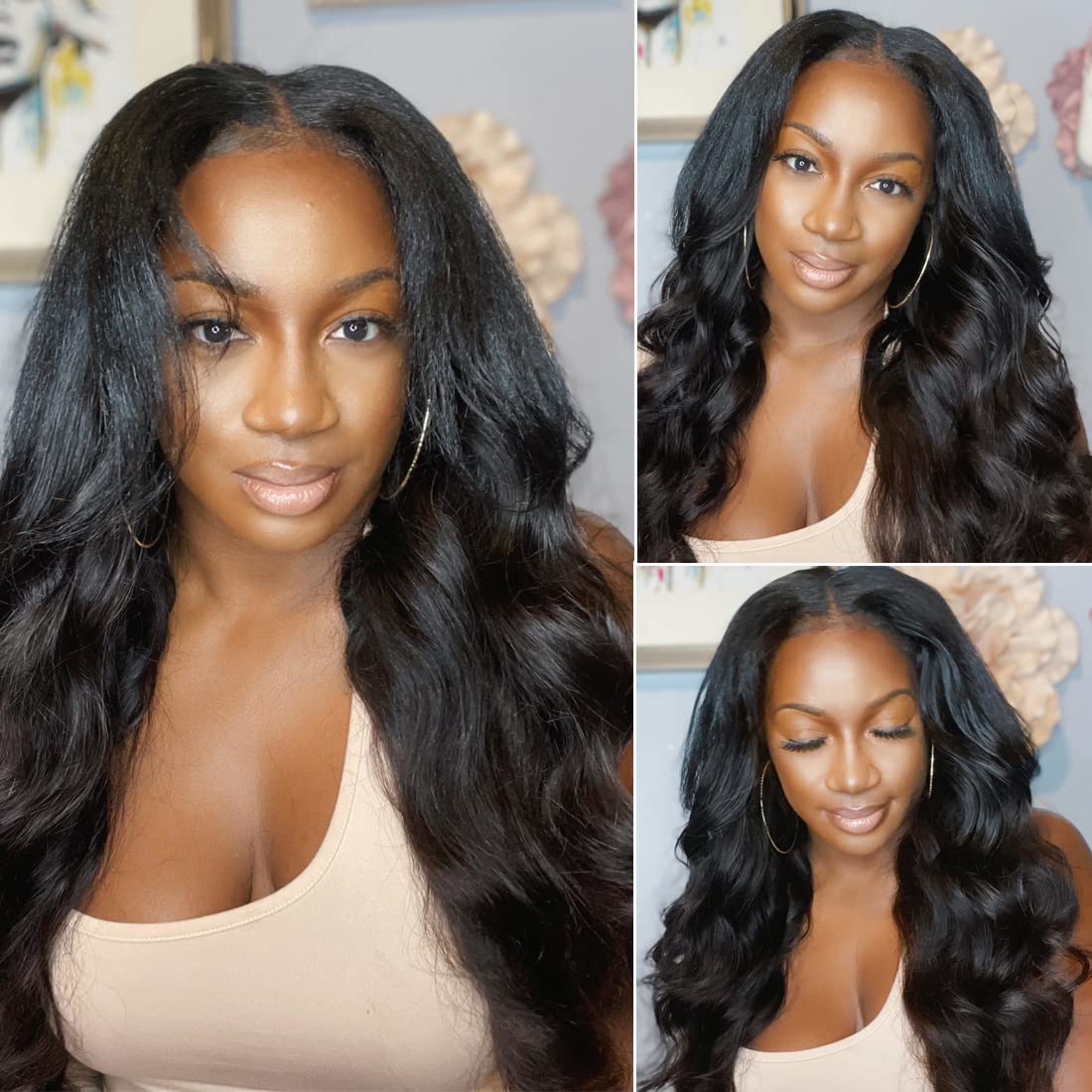 Glueless clip in human hair wig 18 inch length