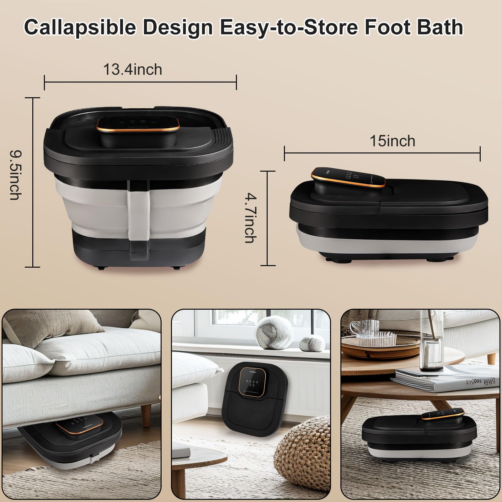 Top view of Fofojoy foot soak tub with pedicure kit accessories
