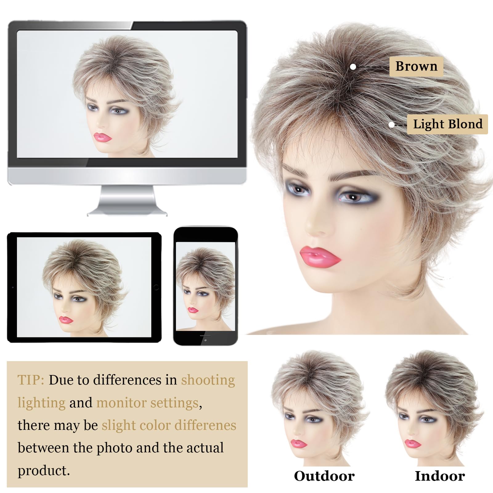 Breathable net design of the imported blonde daily wear wig