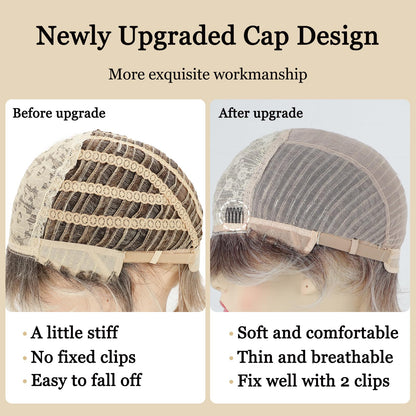 Packaging display of the authentic TISHINING natural look synthetic wig