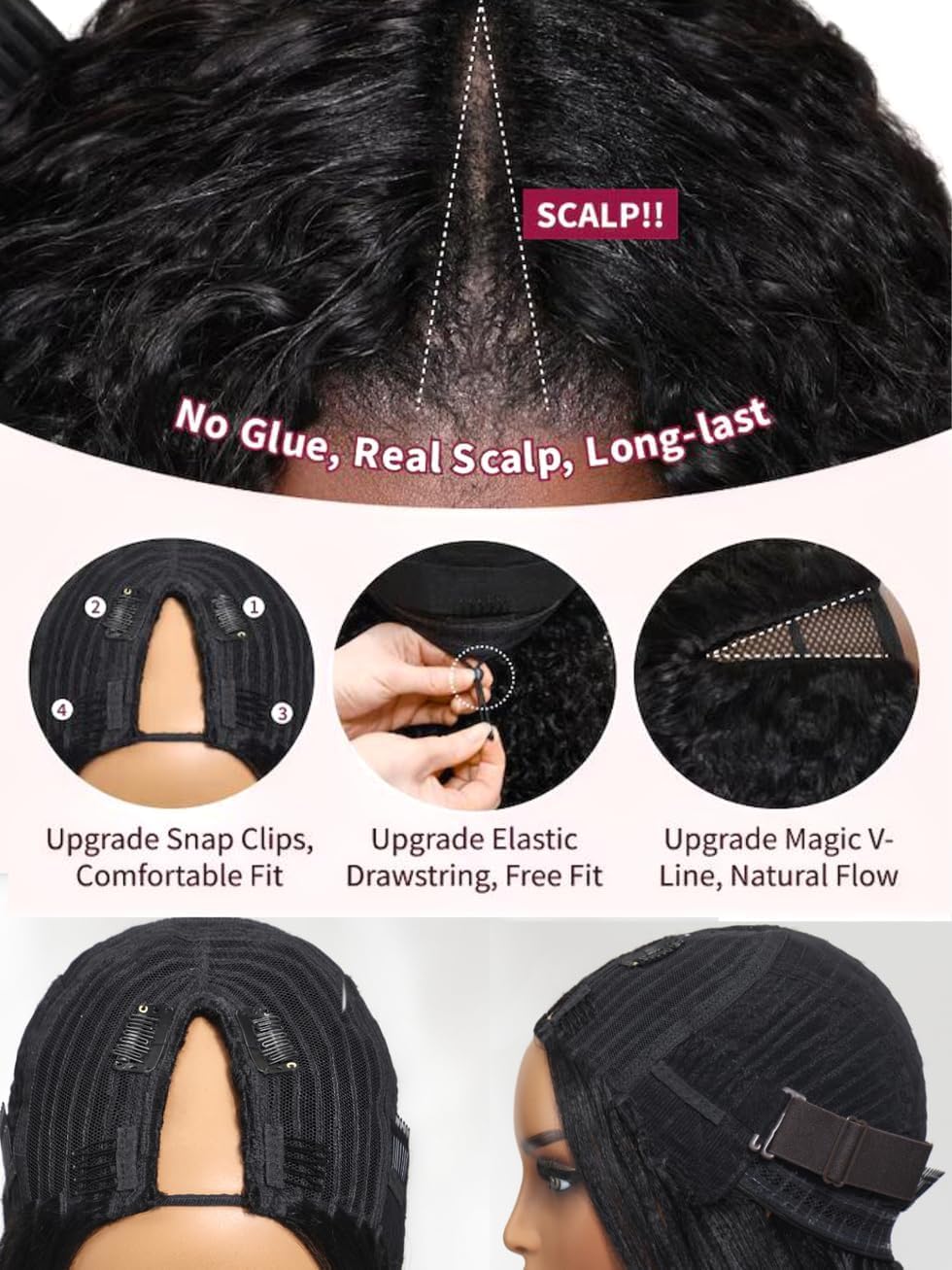 No leave out human hair extension wig placement guide