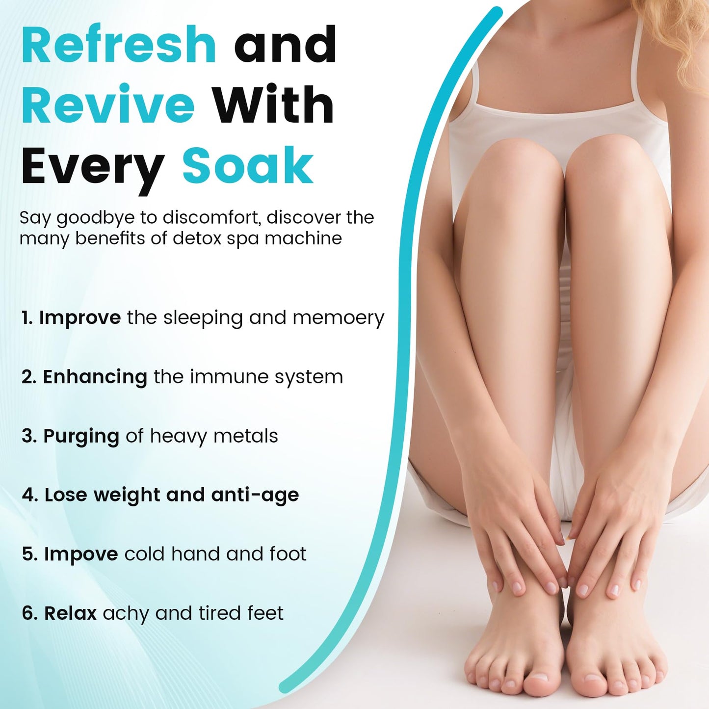 Top view of ionic foot detox bath array