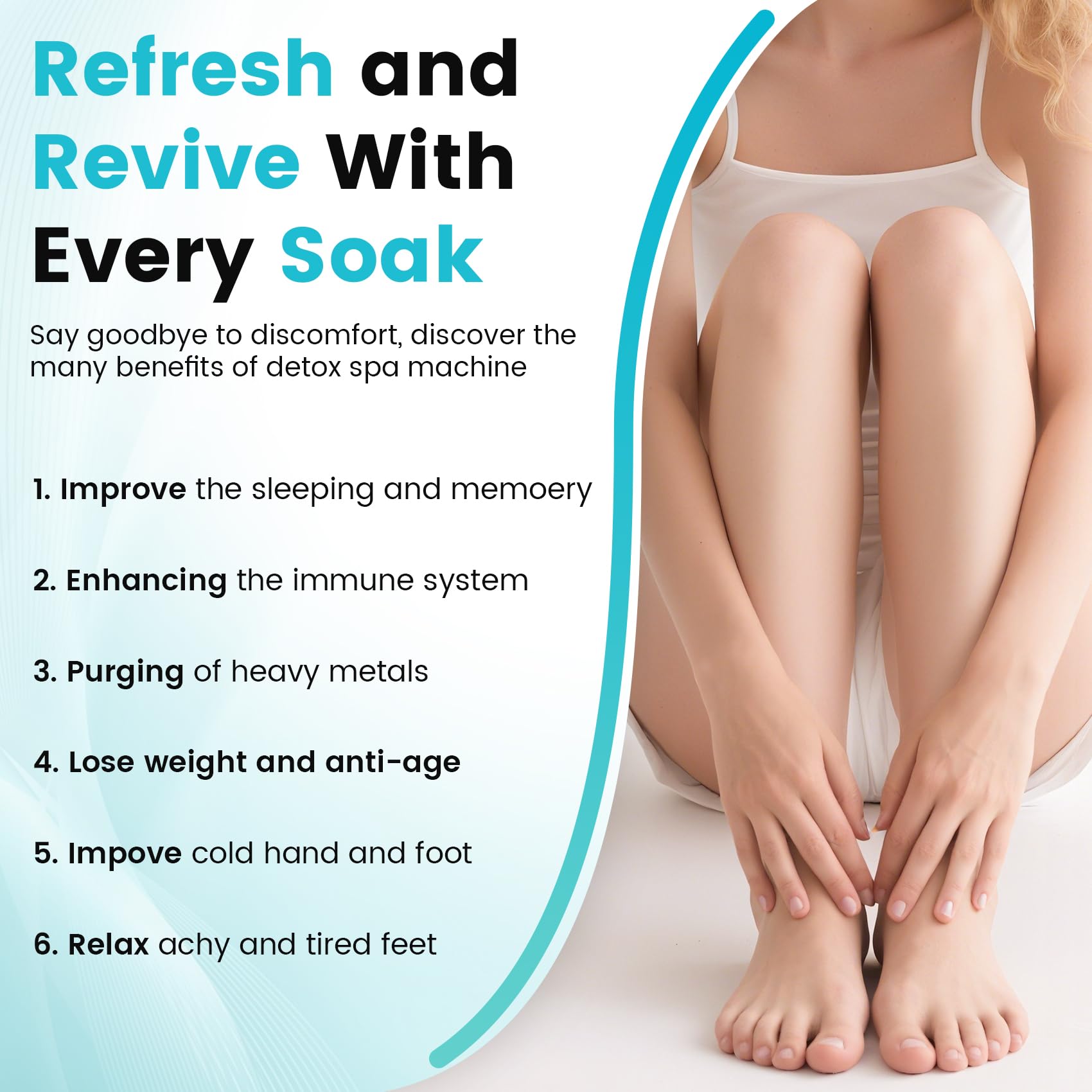 Top view of ionic foot detox bath array