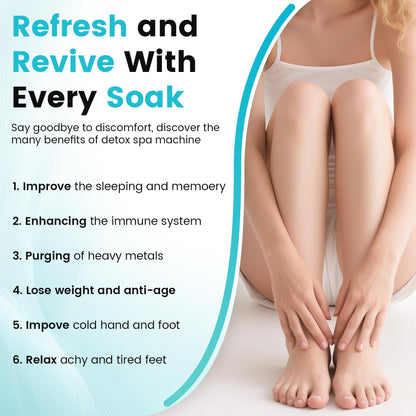 Top view of ionic foot detox bath array