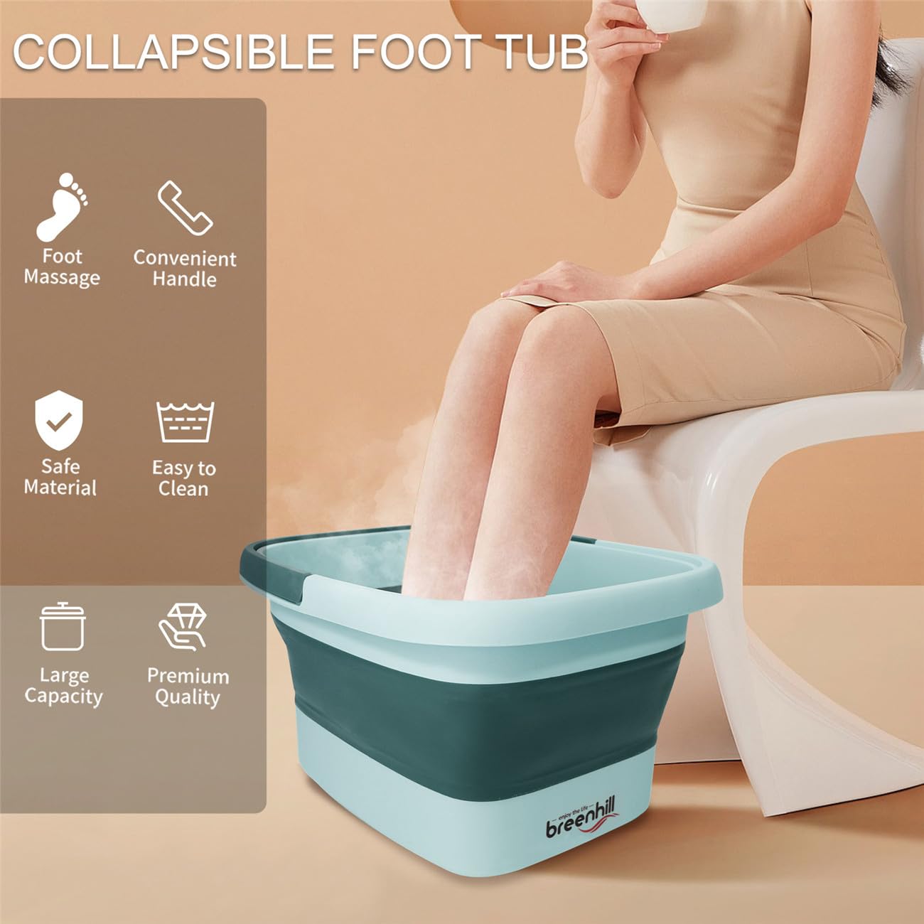 Foot bath basin with massage rollers detail