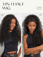 Side angle profile of 200 percent density glueless drawstring hairpiece.