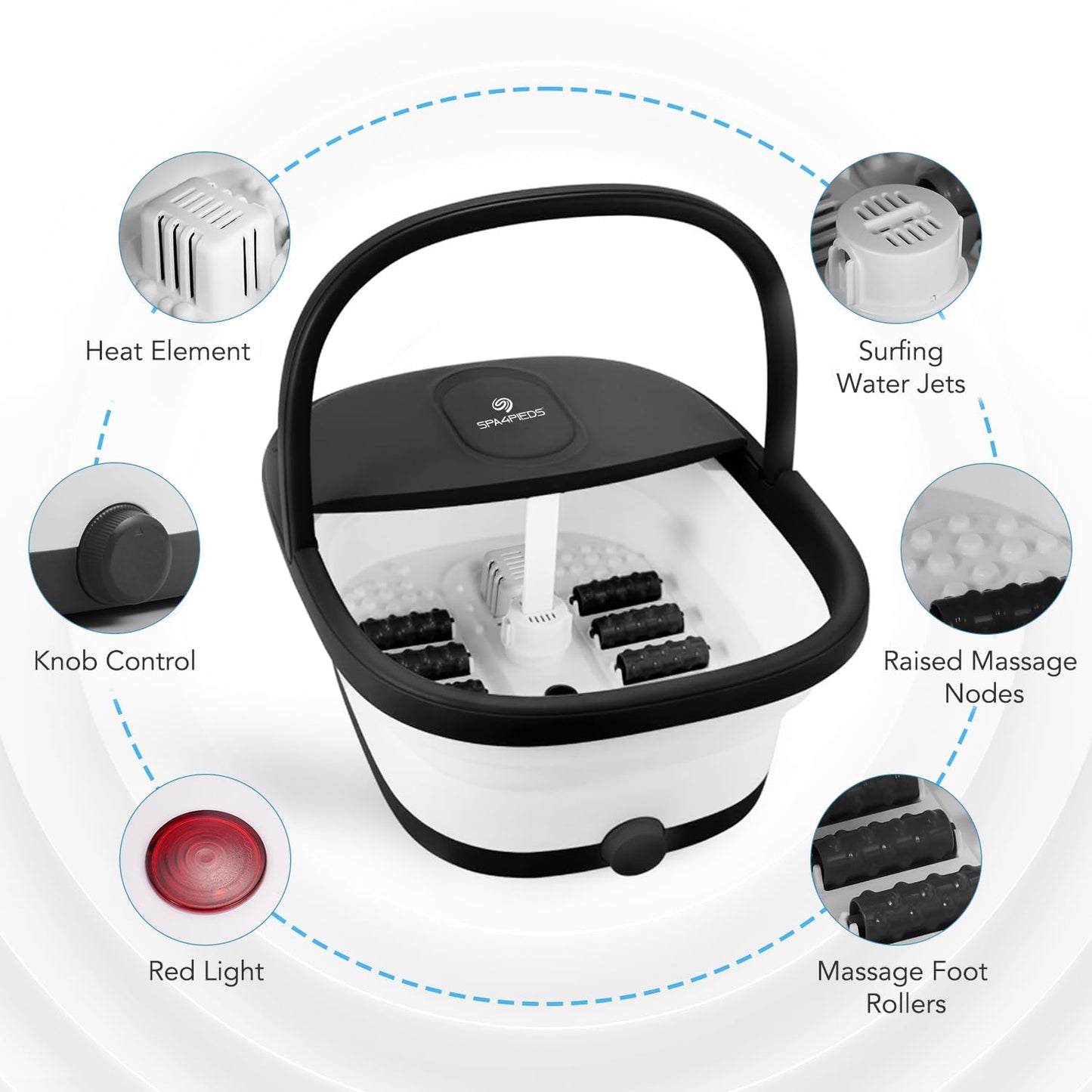 Included 10-piece pedicure kit accessories for SPA4PIEDS foot spa