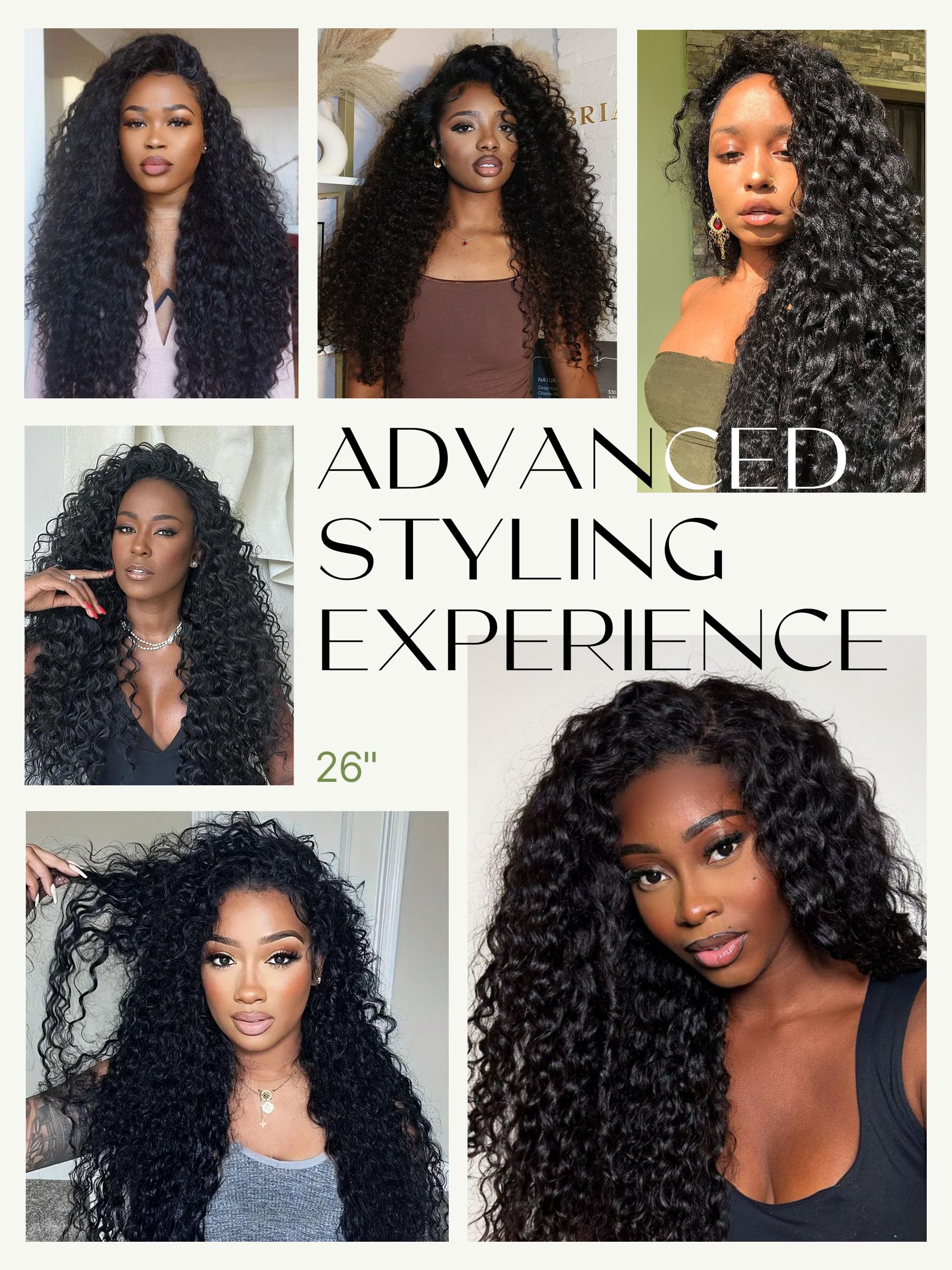 Natural black wavy half wig highlighting full thickness and bounce.