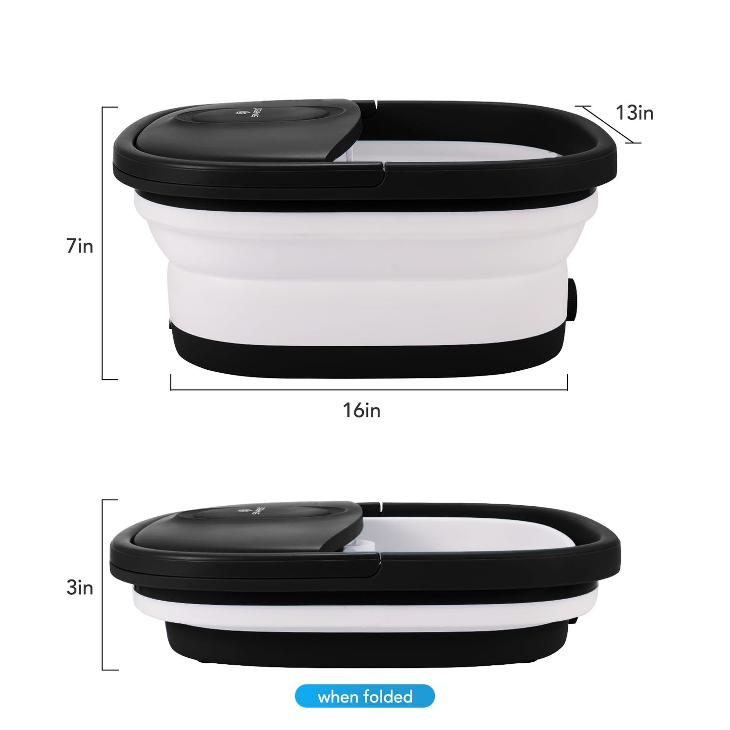 Side profile of SPA4PIEDS foot bath demonstrating compact design