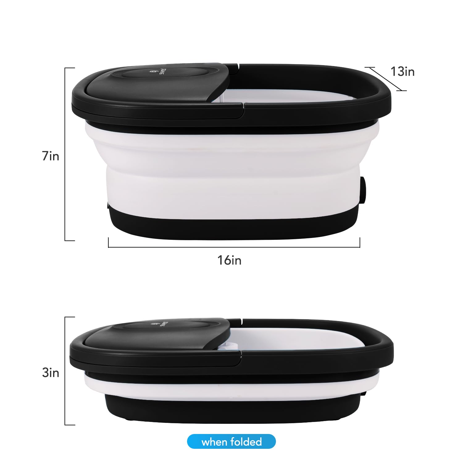 Side profile of SPA4PIEDS foot bath demonstrating compact design