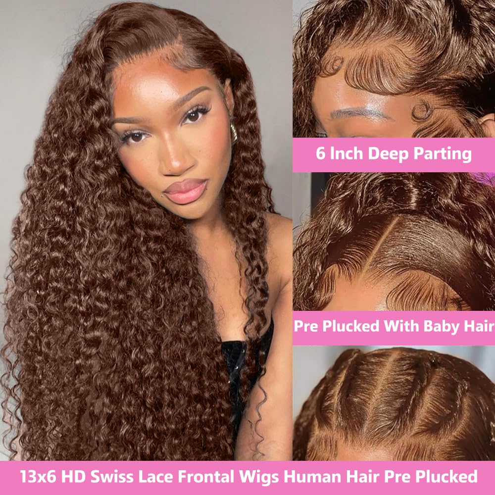 GXTKI 30 inch deep wave lace front wig demonstrating the full 200 percent density curly texture