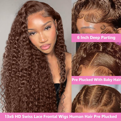 GXTKI 30 inch deep wave lace front wig demonstrating the full 200 percent density curly texture
