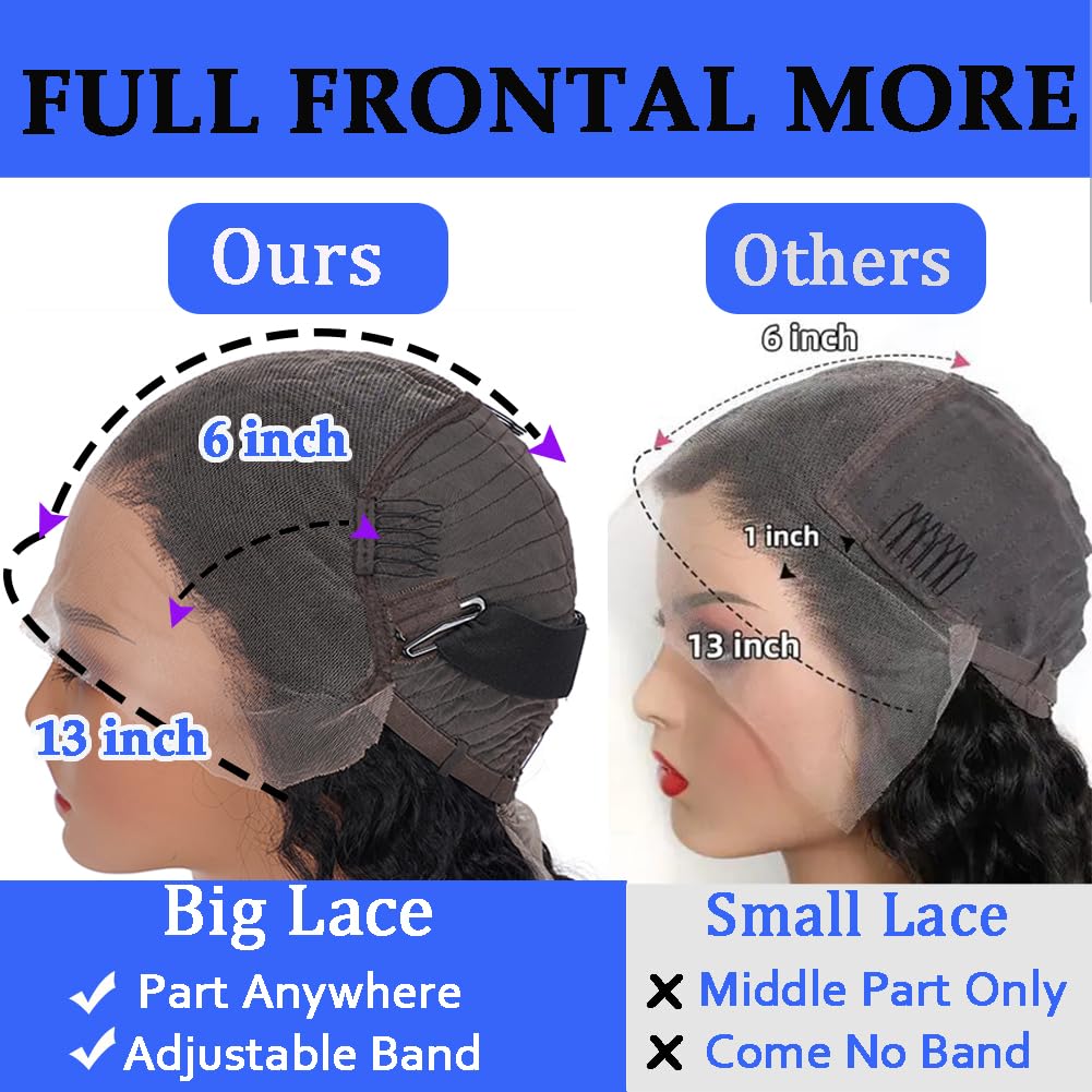 Close up of 13x6 HD transparent lace frontal on pre plucked curly human hair wig