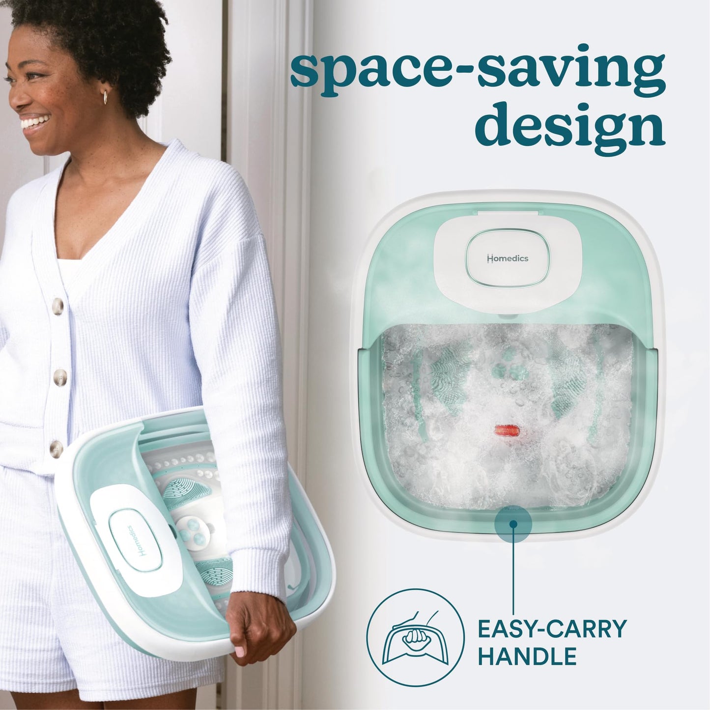 Homedics footbath showing the integrated carry handle