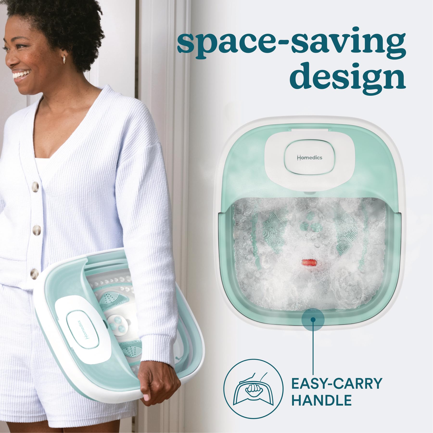 Homedics footbath showing the integrated carry handle