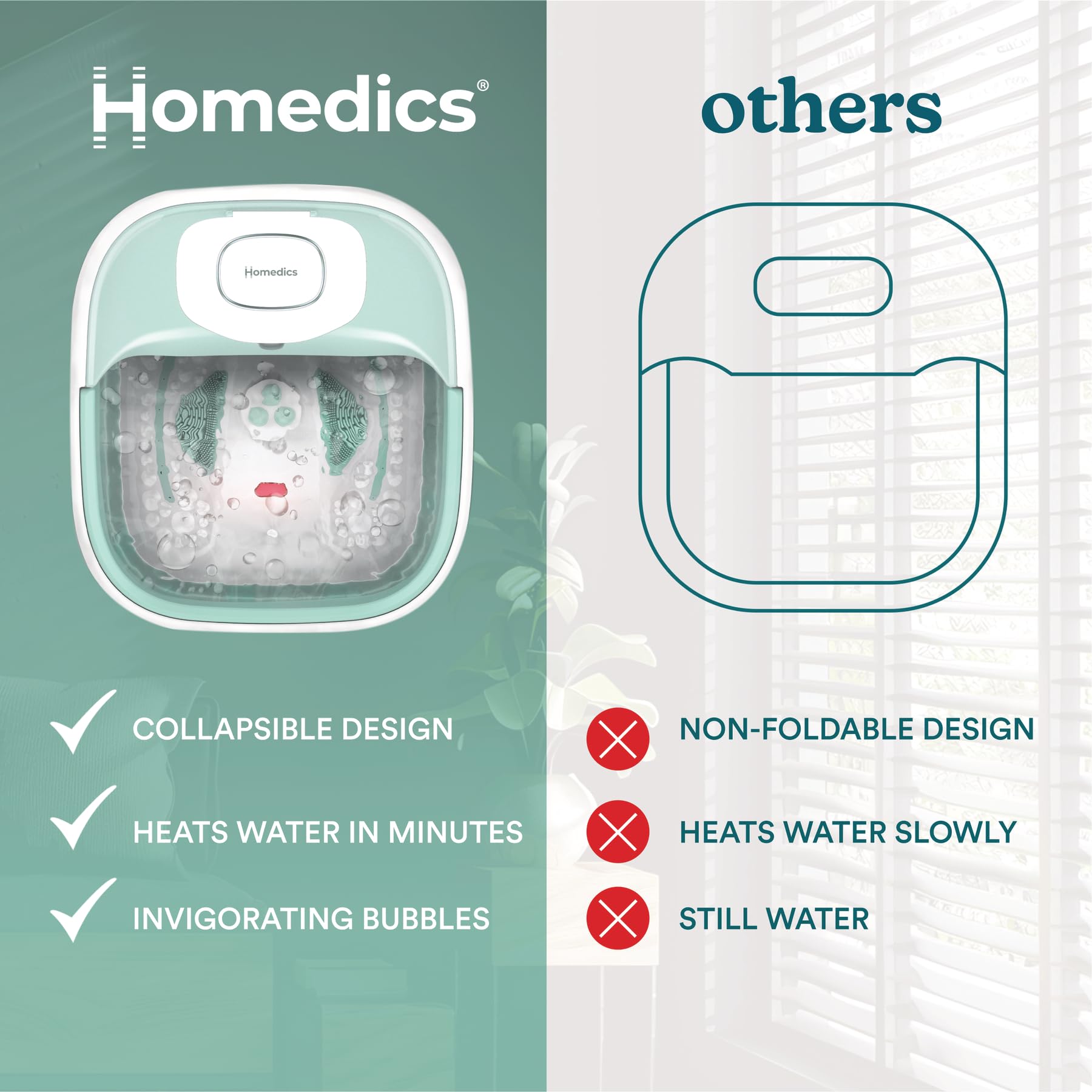 Side view of Homedics Smart Space Elite with safety lock system