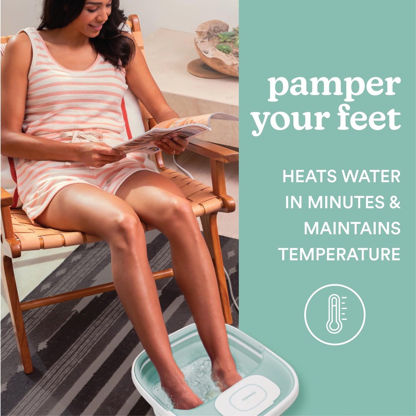 Homedics footbath in use with bubbling water effect