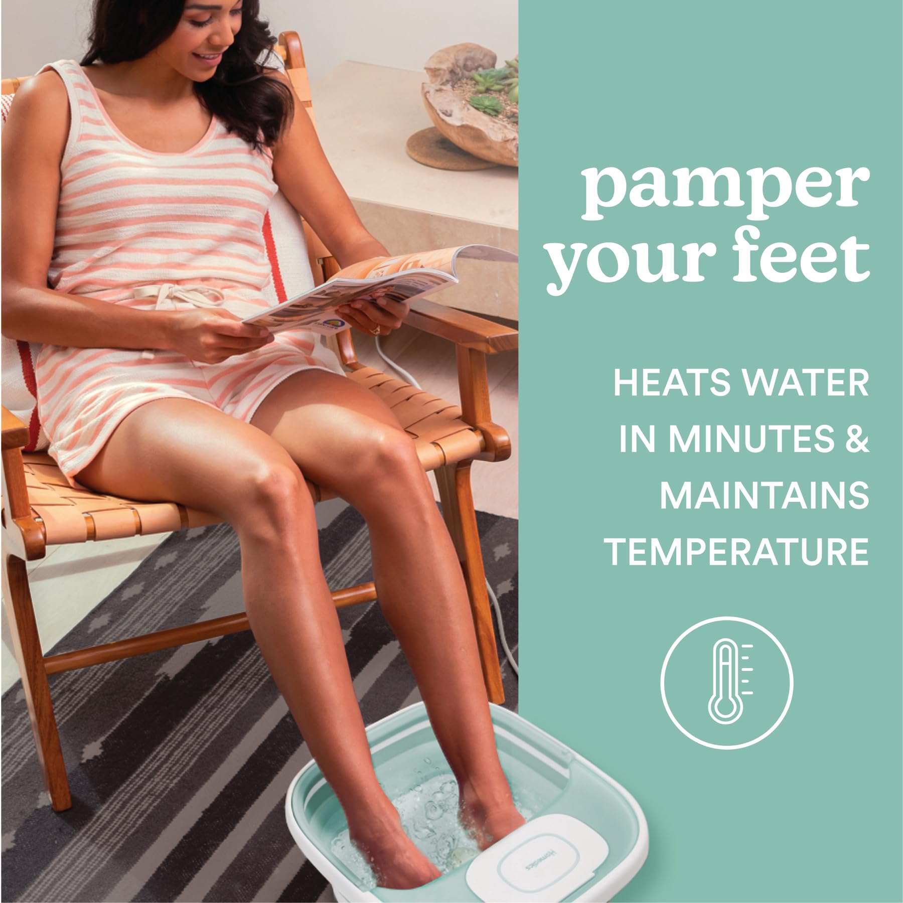 Homedics footbath in use with bubbling water effect