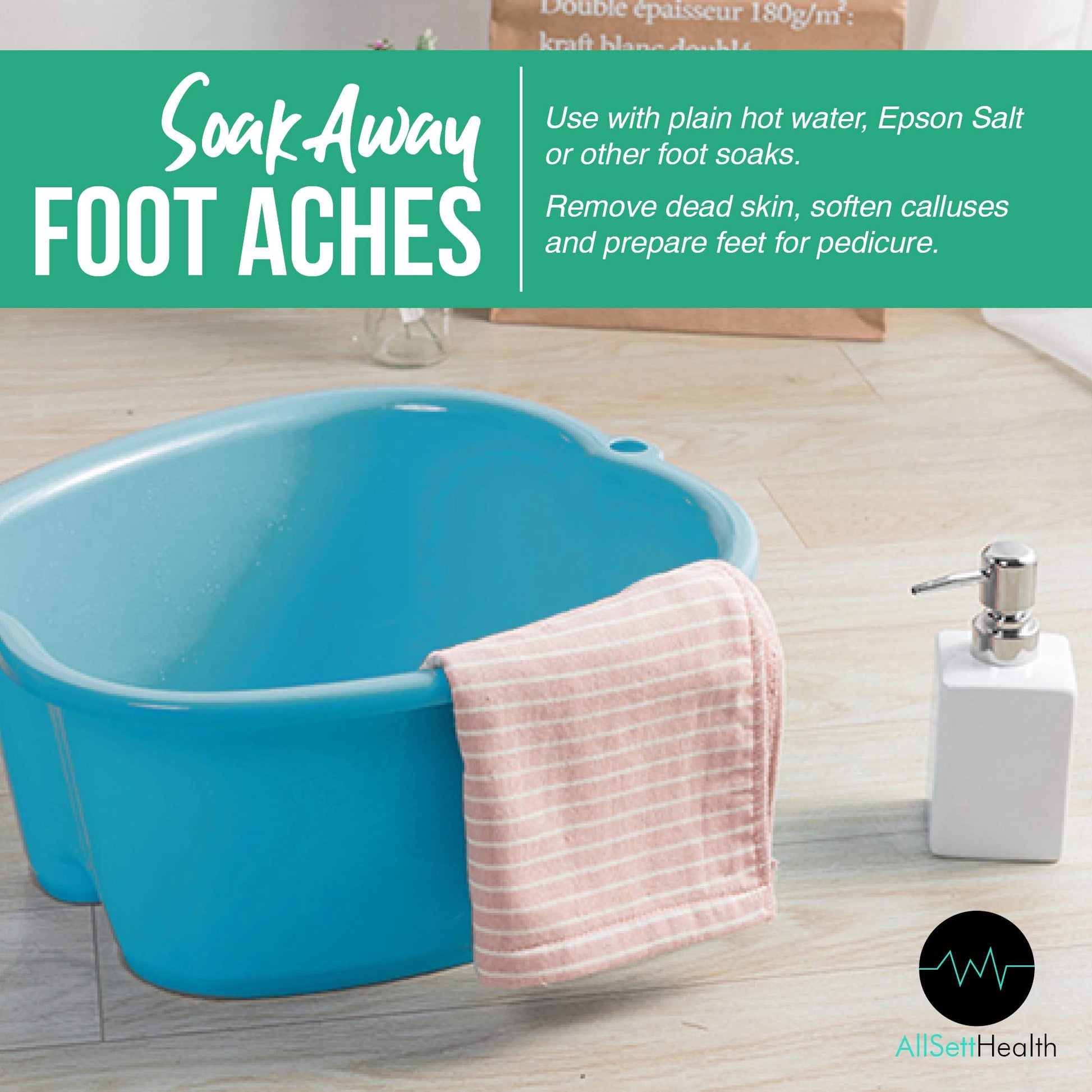 Side profile of Allsett Health foot bath basin