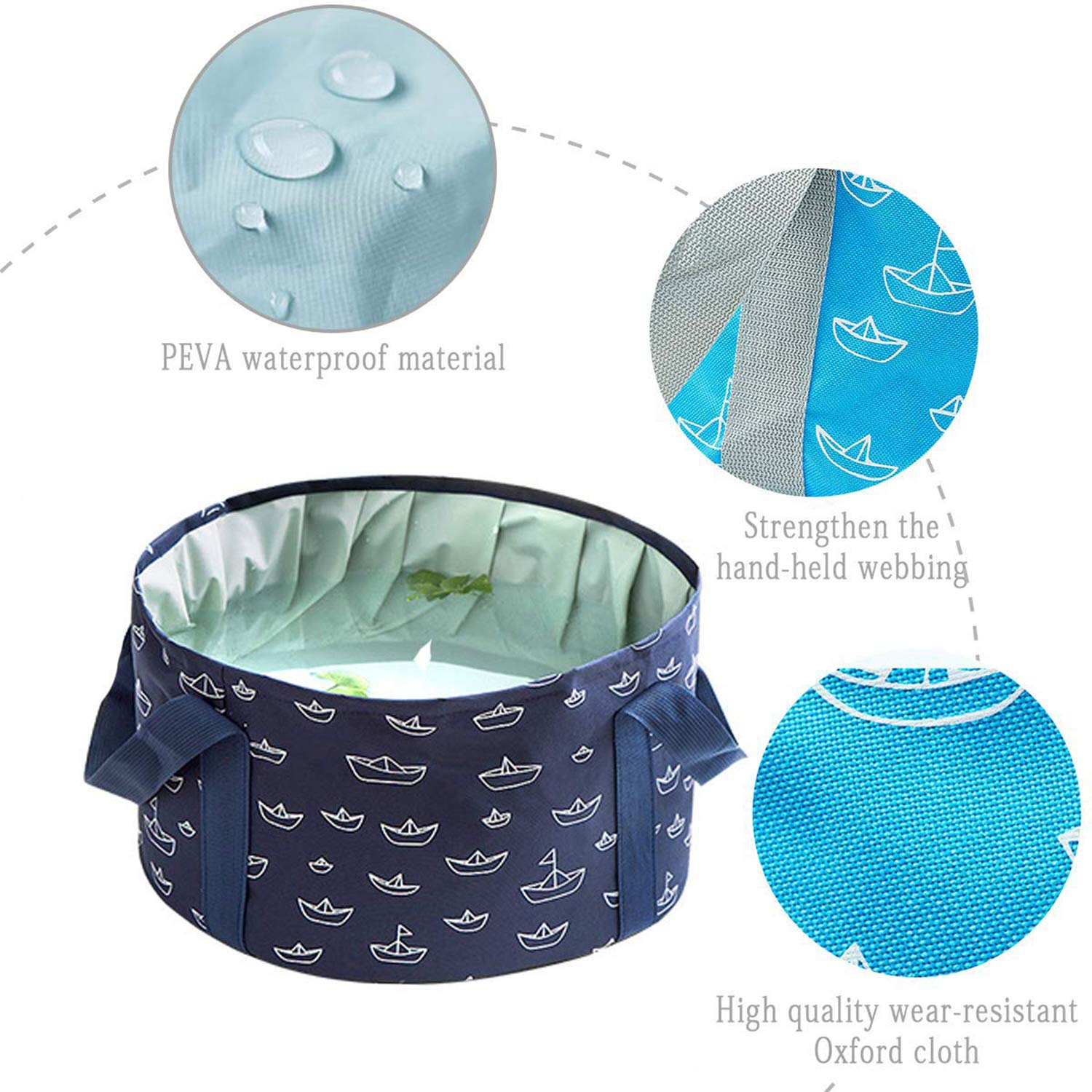 ABSOK travel foot bath showing sturdy nylon carry handles