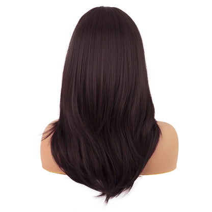 Interior view of the adjustable inner net cap and secure buckles on the MapofBeauty shoulder length wig