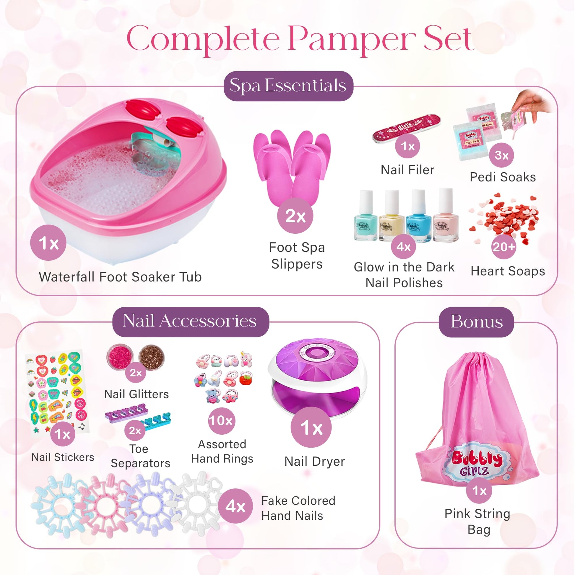 Kids using Bubbly Girlz manicure and pedicure nail polish set.