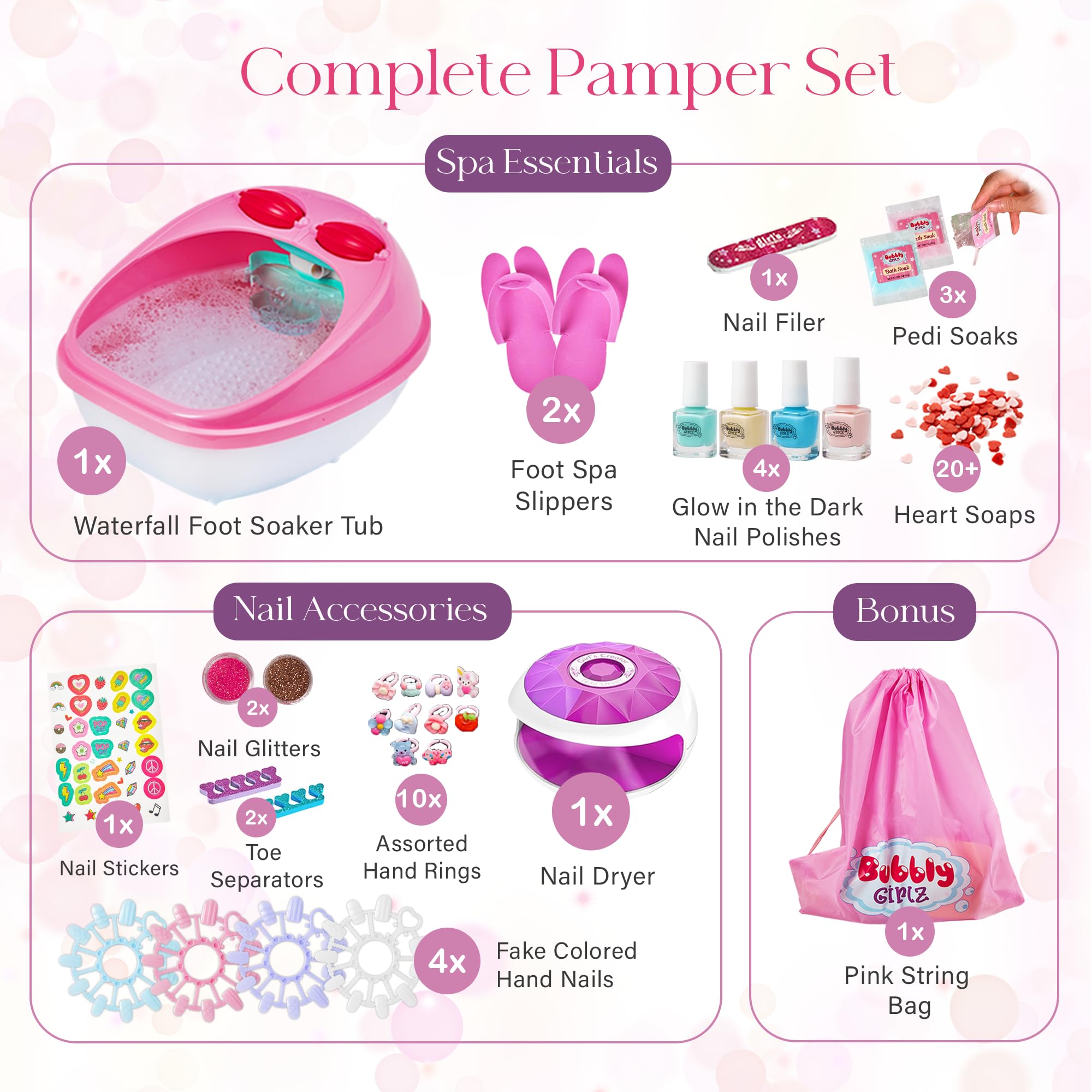 Kids using Bubbly Girlz manicure and pedicure nail polish set.