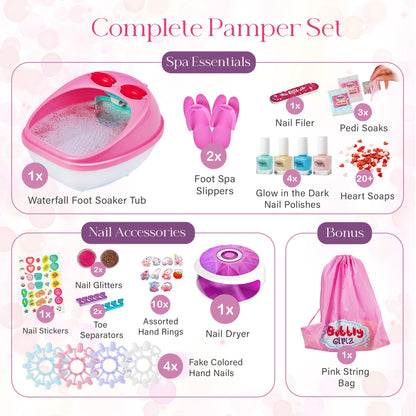 Kids using Bubbly Girlz manicure and pedicure nail polish set.