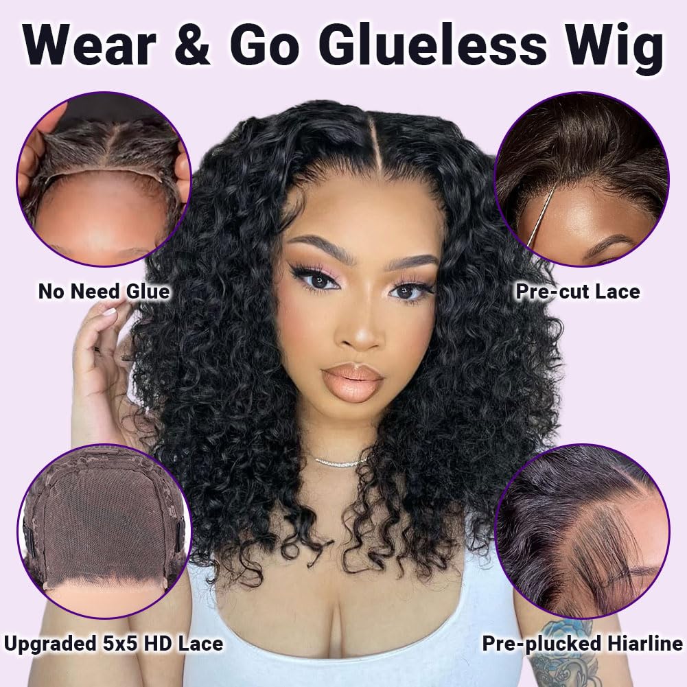 Back view of the twelve inch short curly bob wig illustrating even curl distribution and fullness