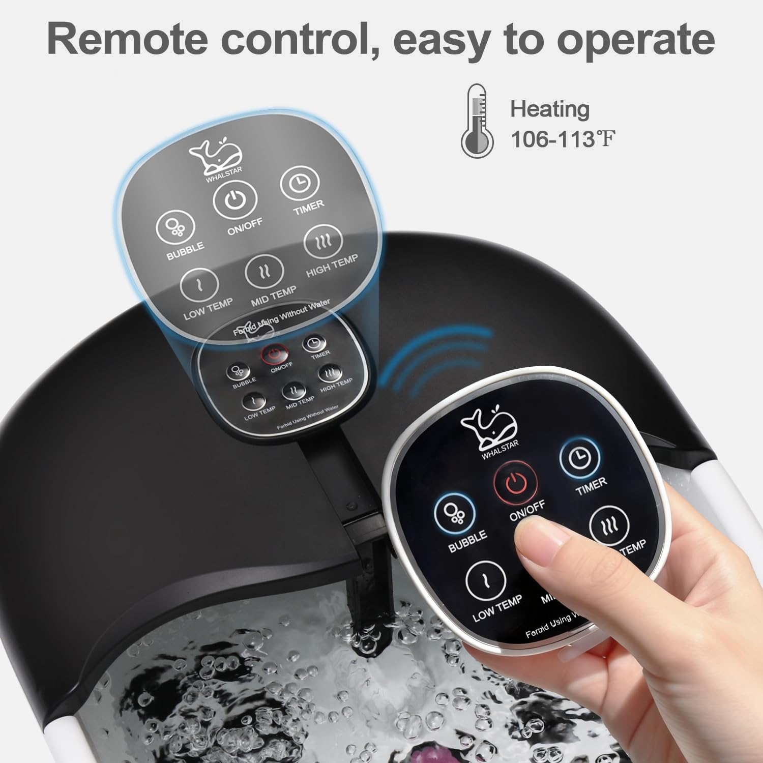 Whalstar foot spa showing massage rollers and red light