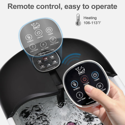 Whalstar foot spa showing massage rollers and red light