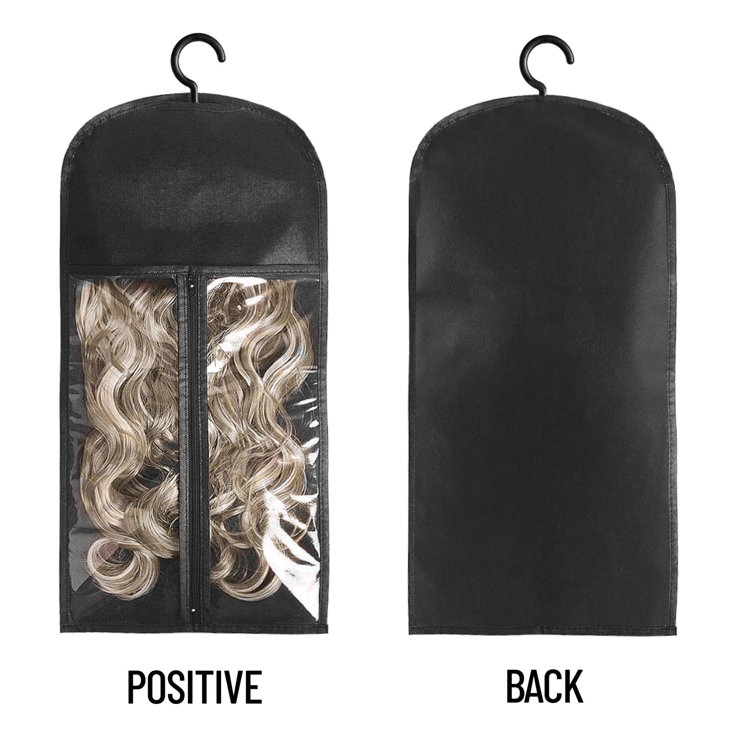 AIHOPESTO dustproof storage organizer set showcasing three black individual bags hanging neatly inside a residential bedroom wardrobe closet.