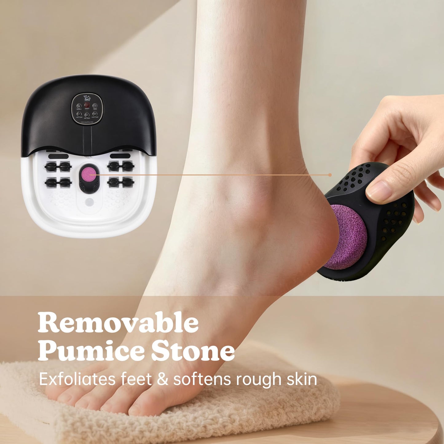 Whalstar foot bath massager in use with bubbles