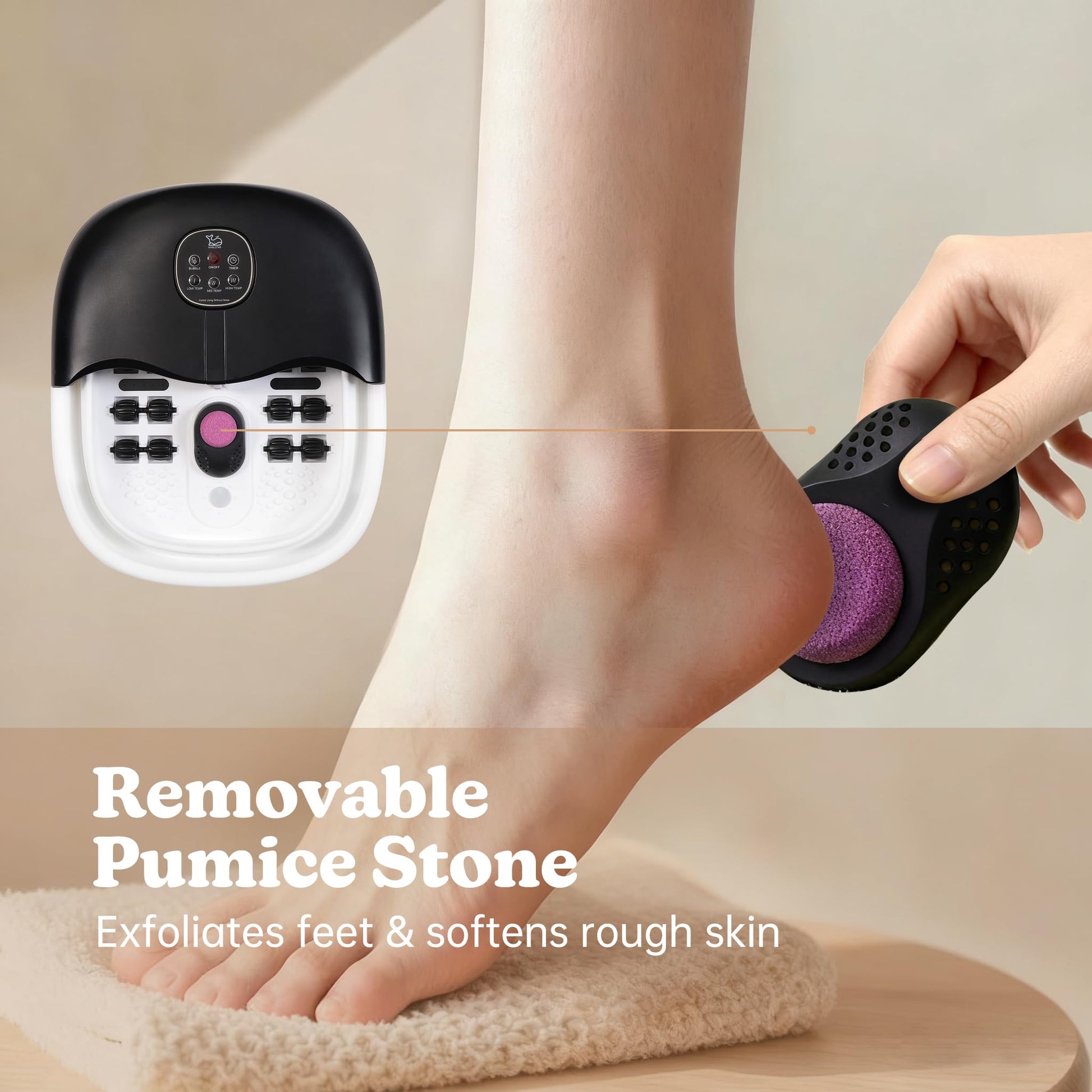 Whalstar foot bath massager in use with bubbles