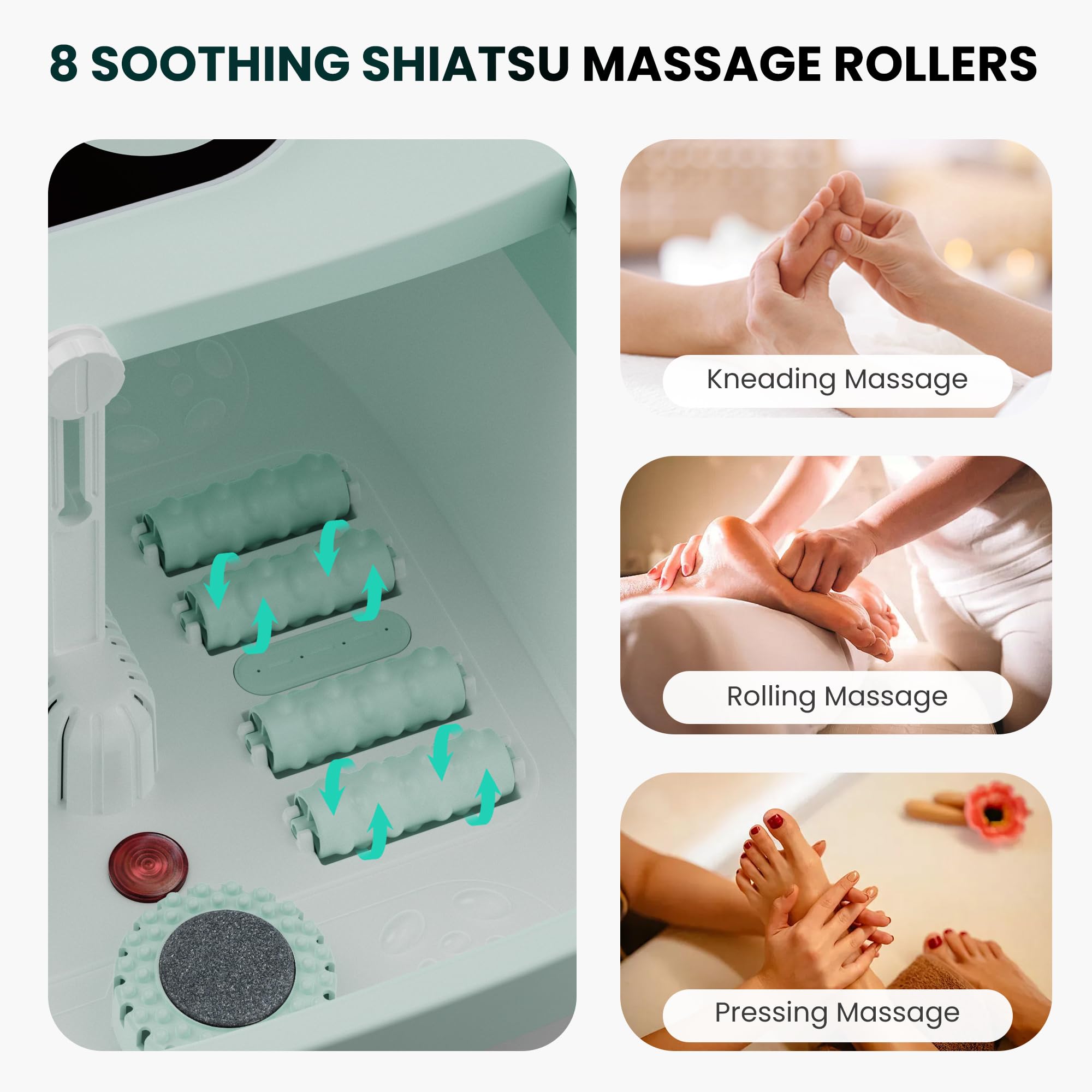 Collapsible design of Snailax foot spa showing folded profile