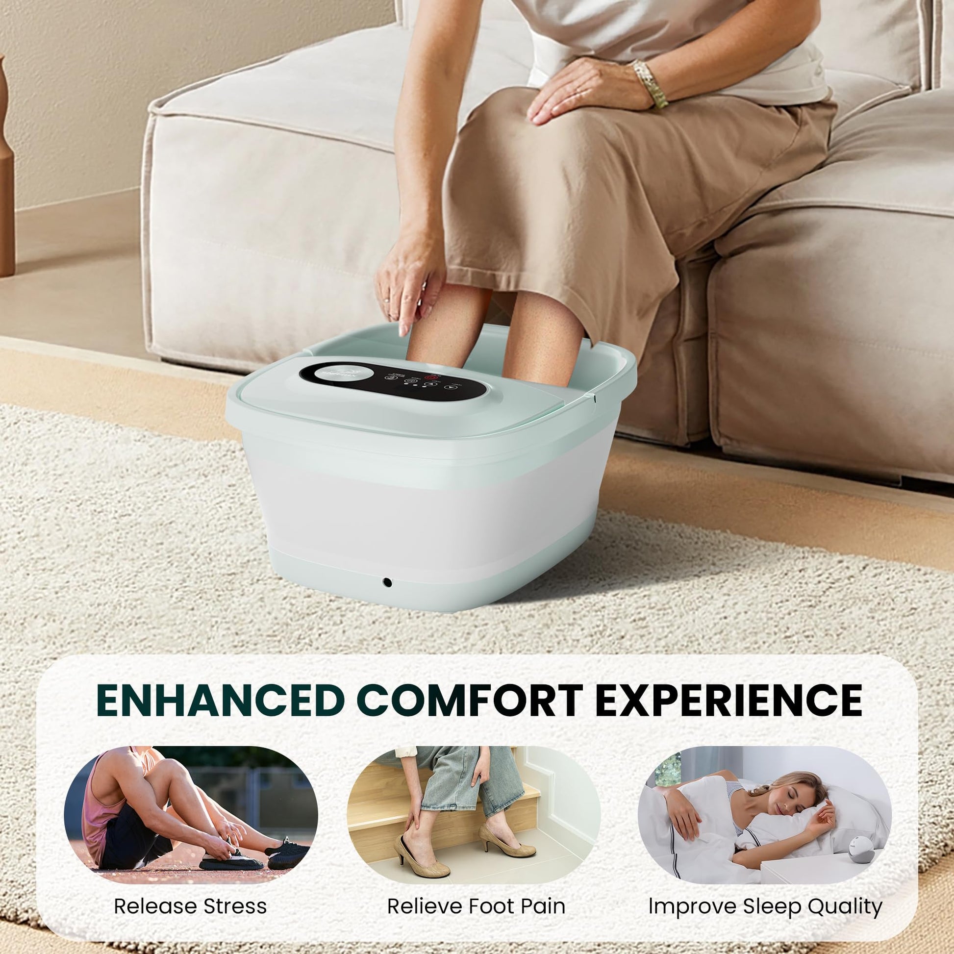 Snailax foot massager with bubble therapy and red light active