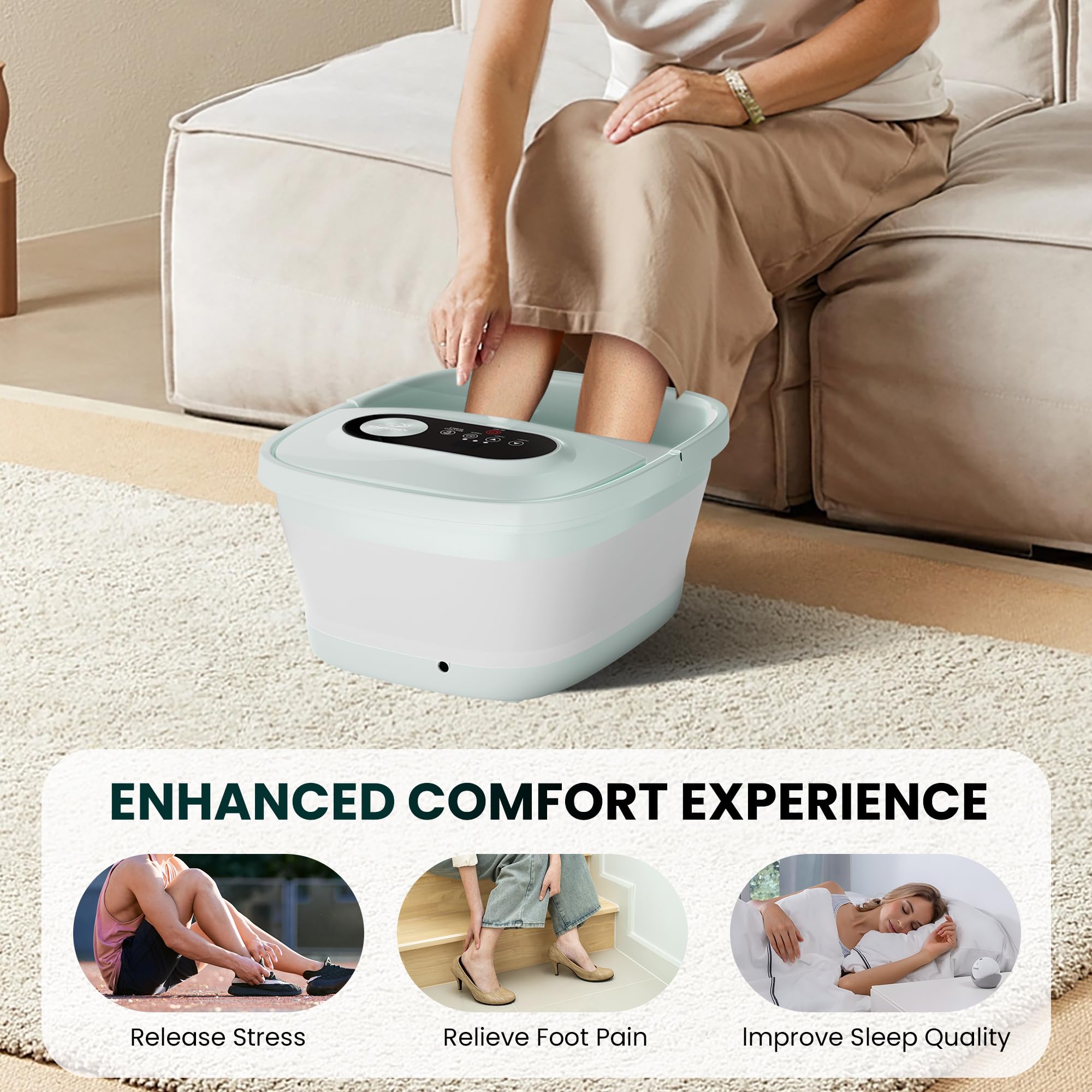 Snailax foot massager with bubble therapy and red light active