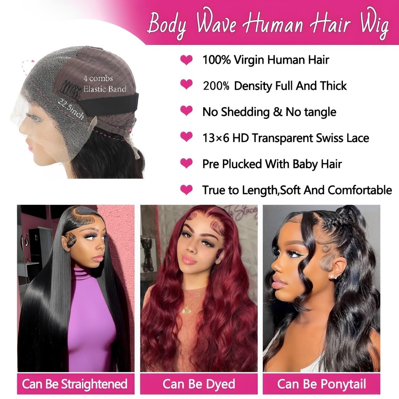 Oveflect pre plucked glueless virgin human hair wig parting versatility
