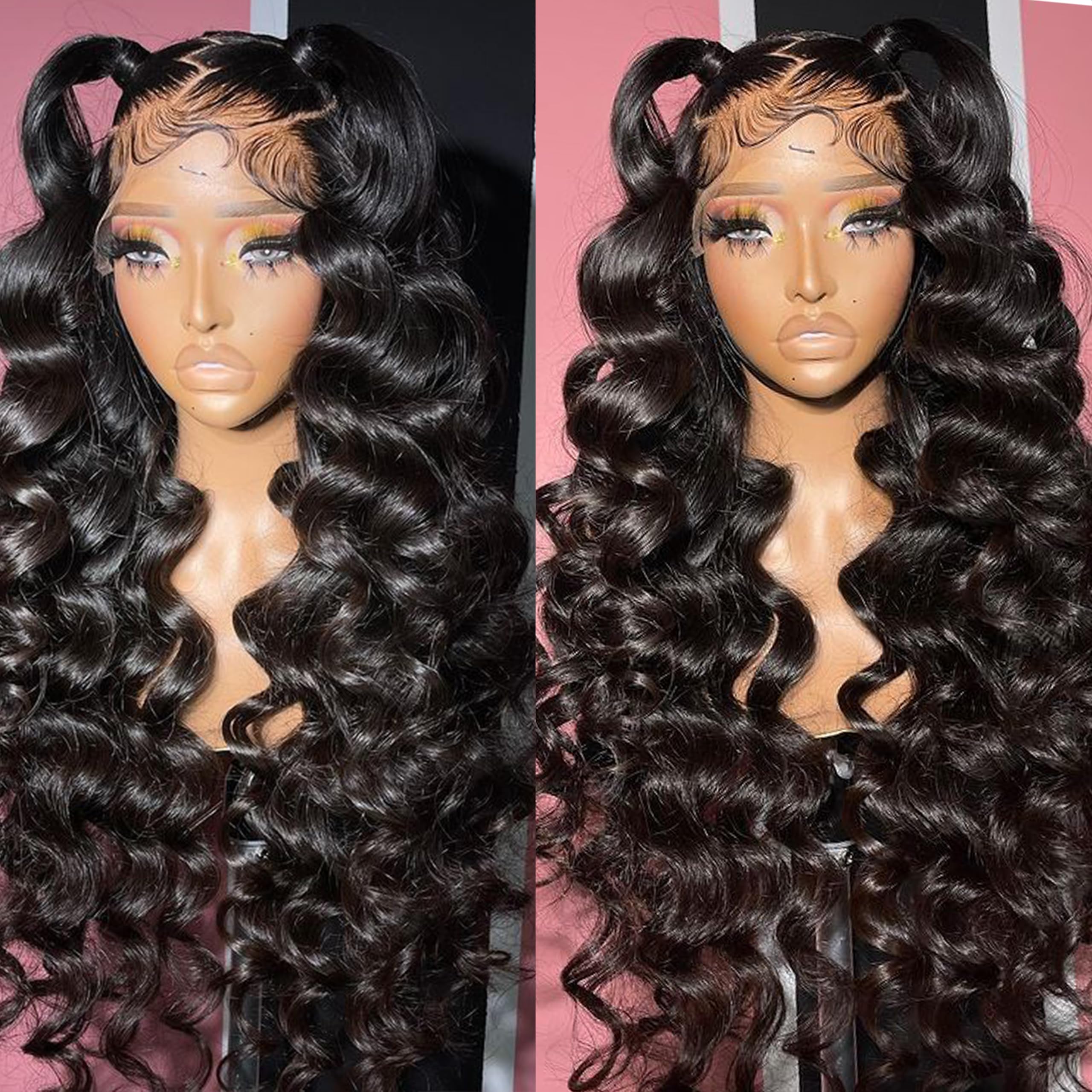 NKTU 13x4 HD transparent lace frontal close up demonstrating the pre-plucked natural hairline with baby hair