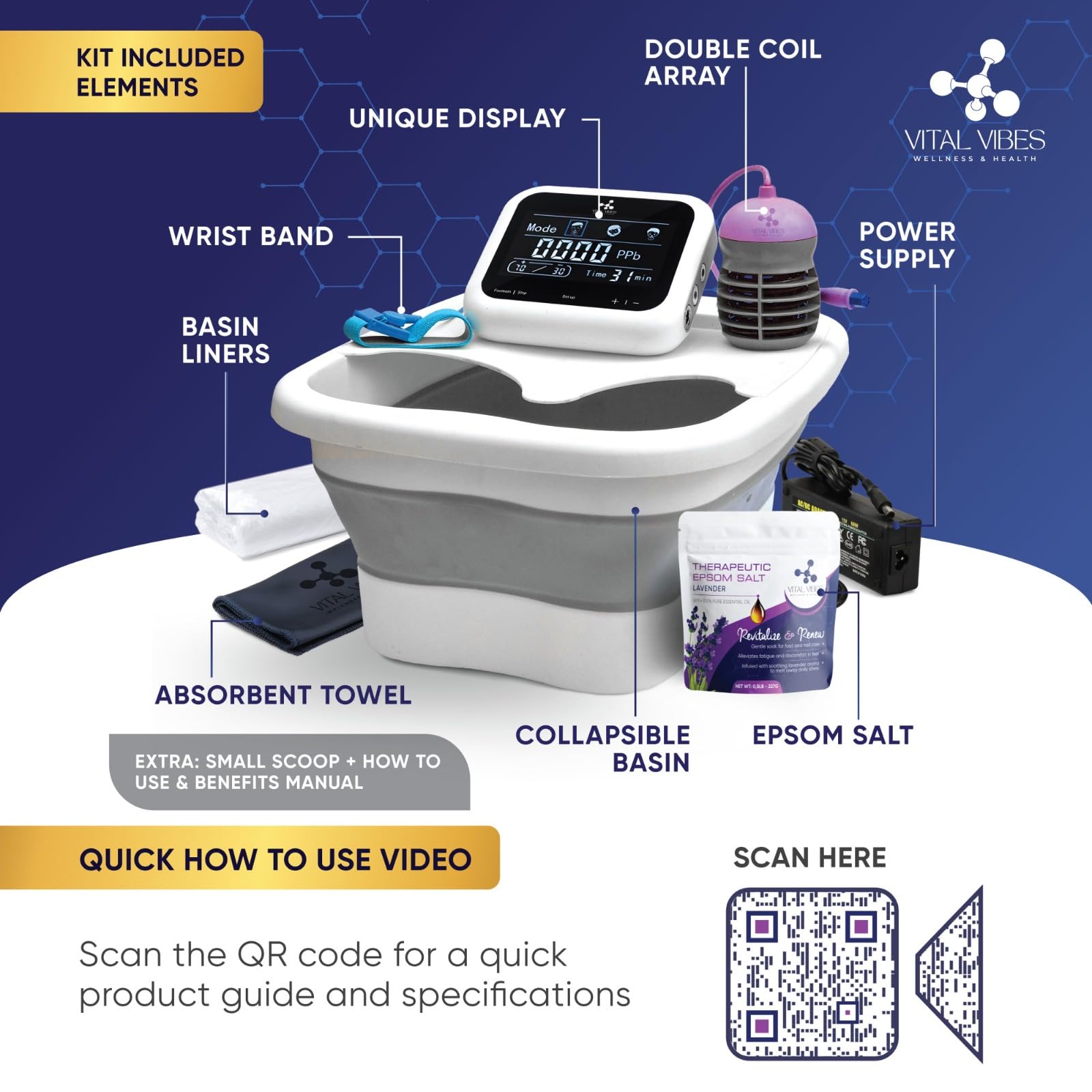 Collapsible soaking tub for ionic foot detox