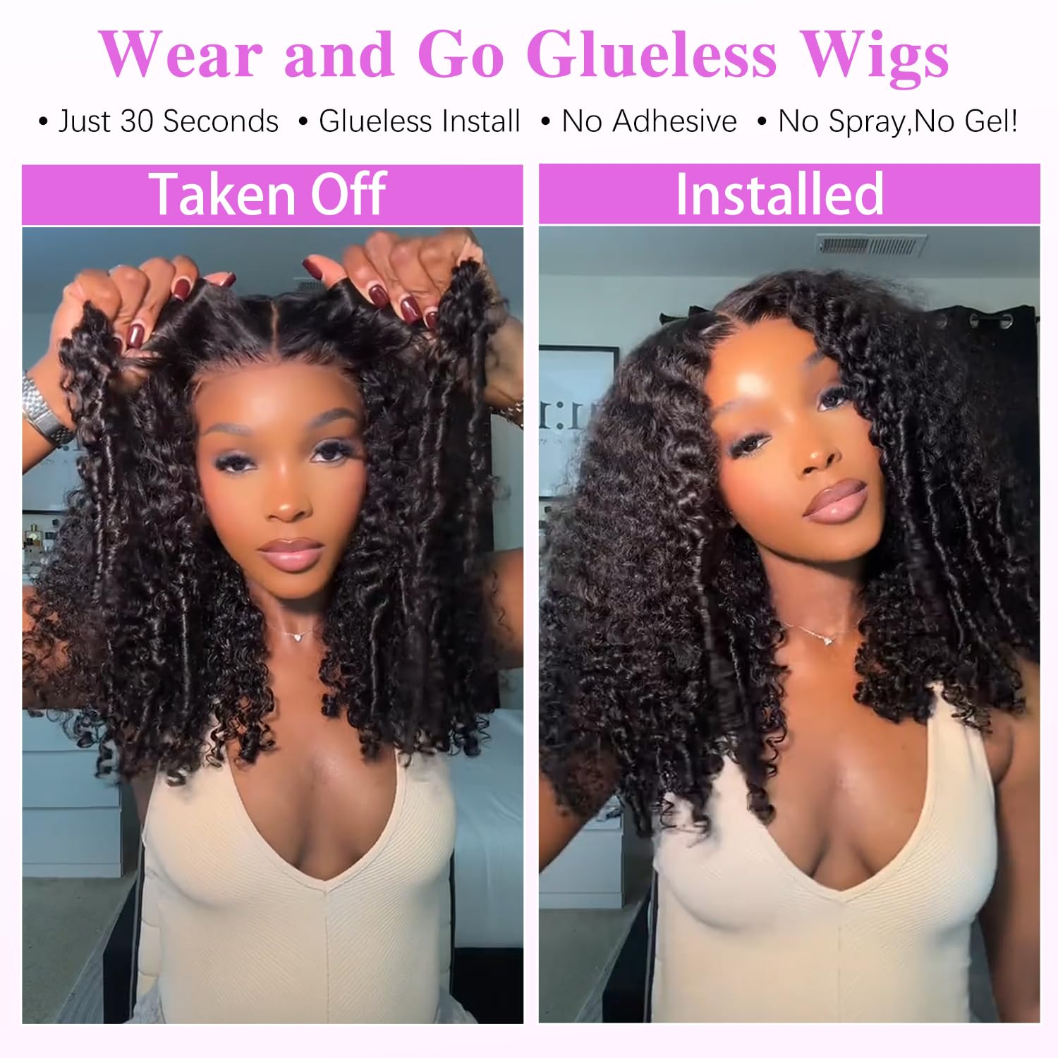 Close-up of the seven-by-six HD lace front showing pre-plucked hairline and realistic scalp blending.